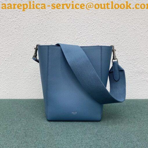 Replica Celine Sangle Small Bucket Bag In Slate Blue Calfskin 3