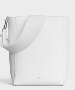 Replica Celine Sangle Small Bucket Bag In White Calfskin