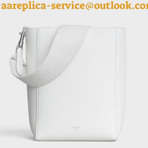 Replica Celine Sangle Small Bucket Bag In White Calfskin