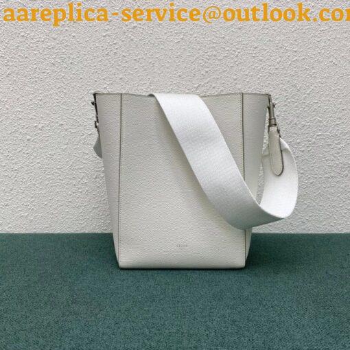 Replica Celine Sangle Small Bucket Bag In White Calfskin 4