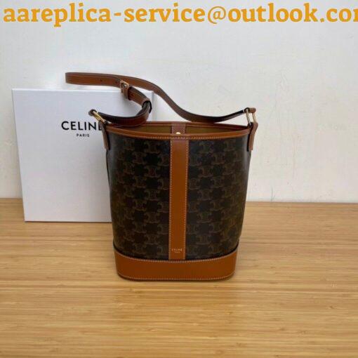 Replica Celine Small Bucket Bag In Tan Triomphe Canvas 3