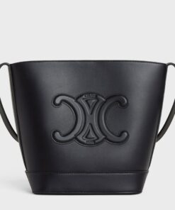 Replica Celine Small Bucket Cuir Triomphe In Black Calfskin