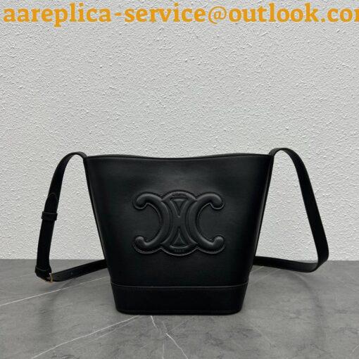 Replica Celine Small Bucket Cuir Triomphe In Black Calfskin 3