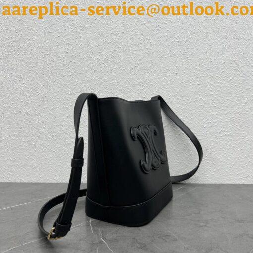 Replica Celine Small Bucket Cuir Triomphe In Black Calfskin 4