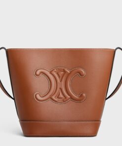 Replica Celine Small Bucket Cuir Triomphe In Brown Calfskin