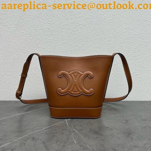 Replica Celine Small Bucket Cuir Triomphe In Brown Calfskin 9