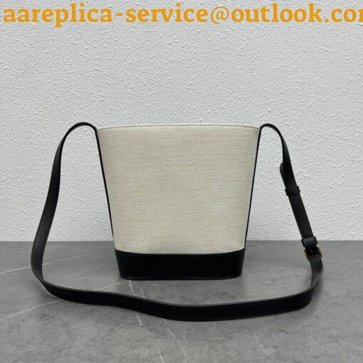 Replica Celine Small Bucket Cuir Triomphe In White Textile 6