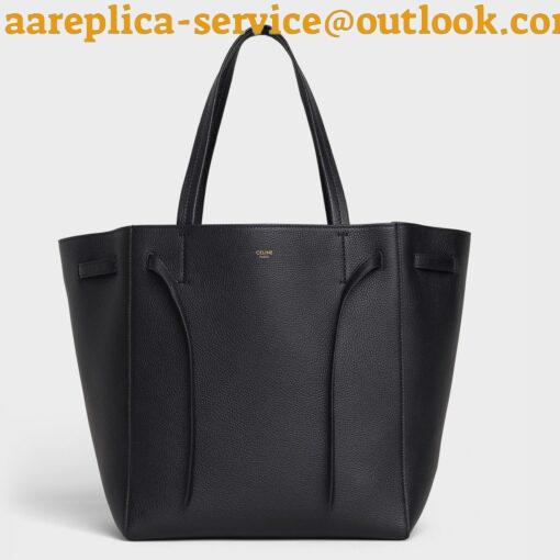 Replica Celine Small Cabas Phantom Bag In Black Grained Calfskin