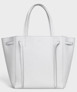 Replica Celine Small Cabas Phantom Bag In White Grained Calfskin