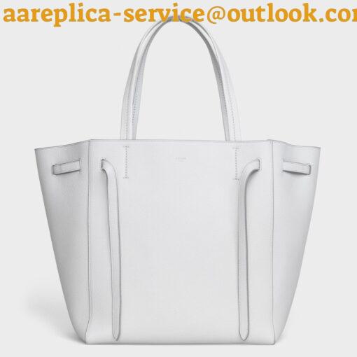 Replica Celine Small Cabas Phantom Bag In White Grained Calfskin