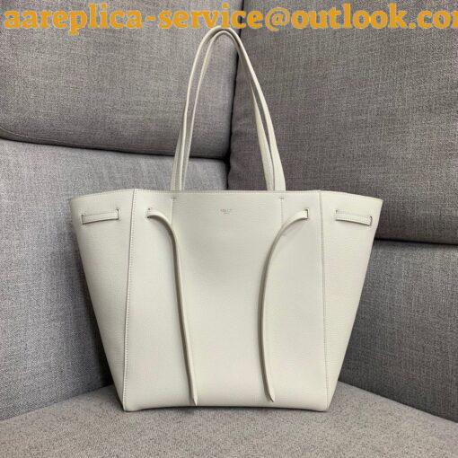 Replica Celine Small Cabas Phantom Bag In White Grained Calfskin 6