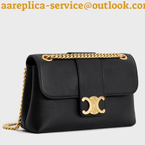 Replica Celine Teen Victoire Bag in Black Calfskin