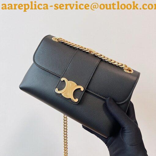 Replica Celine Teen Victoire Bag in Black Calfskin 8