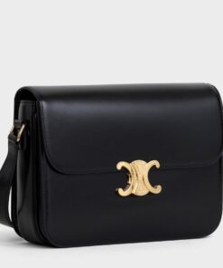 Replica Celine Triomphe Large Bag In Black Calfskin