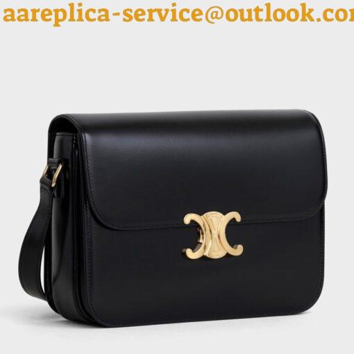 Replica Celine Triomphe Large Bag In Black Calfskin