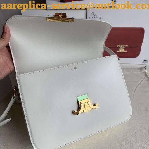 Replica Celine Triomphe Large Bag In White Calfskin 6