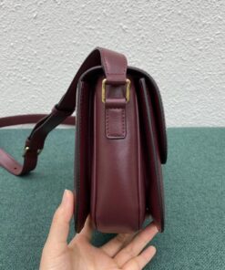 Replica Celine Triomphe Medium Bag In Bordeaux Smooth Calfskin 2