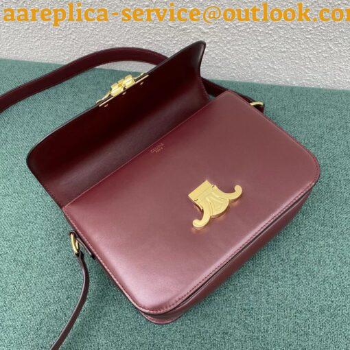 Replica Celine Triomphe Medium Bag In Bordeaux Smooth Calfskin 5