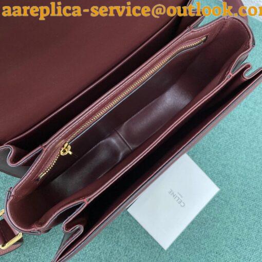 Replica Celine Triomphe Medium Bag In Bordeaux Smooth Calfskin 7