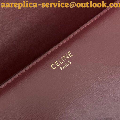 Replica Celine Triomphe Medium Bag In Bordeaux Smooth Calfskin 9