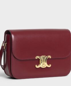 Replica Celine Triomphe Medium Bag In Bordeaux Smooth Calfskin