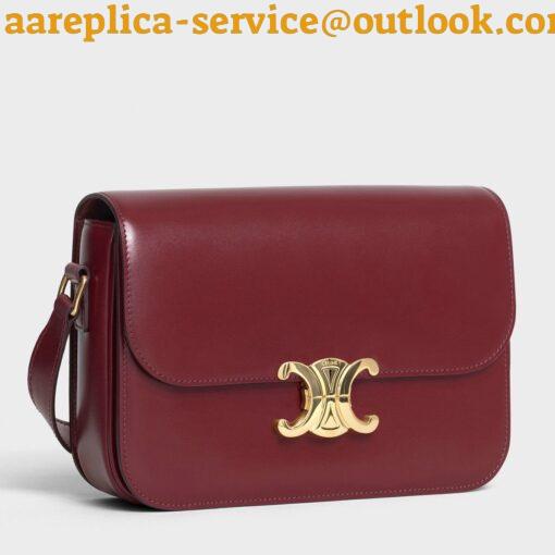 Replica Celine Triomphe Medium Bag In Bordeaux Smooth Calfskin