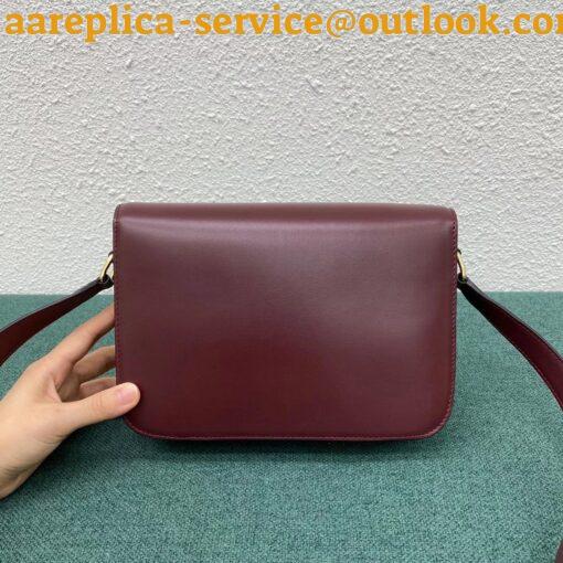 Replica Celine Triomphe Medium Bag In Bordeaux Smooth Calfskin 14