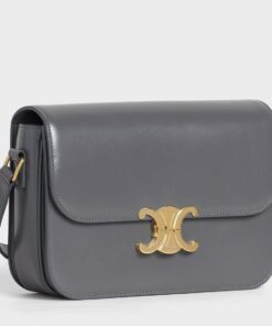 Replica Celine Triomphe Medium Bag In Grey Smooth Calfskin