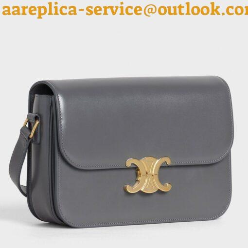 Replica Celine Triomphe Medium Bag In Grey Smooth Calfskin