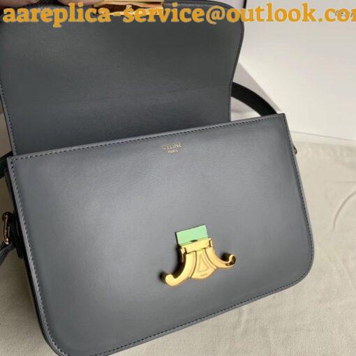 Replica Celine Triomphe Medium Bag In Grey Smooth Calfskin 6