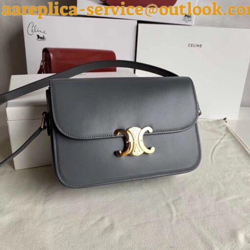 Replica Celine Triomphe Medium Bag In Grey Smooth Calfskin 7