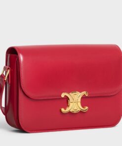 Replica Celine Triomphe Medium Bag In Red Smooth Calfskin