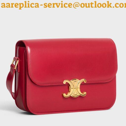 Replica Celine Triomphe Medium Bag In Red Smooth Calfskin