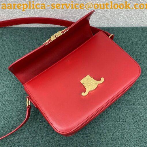 Replica Celine Triomphe Medium Bag In Red Smooth Calfskin 9