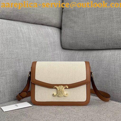 Replica Celine Triomphe Medium Bag In Textile and Calfskin 4