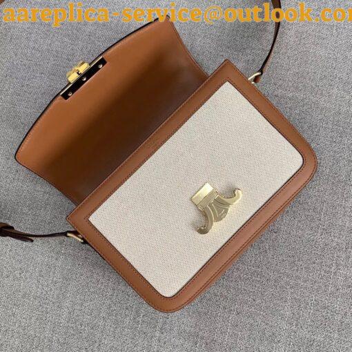 Replica Celine Triomphe Medium Bag In Textile and Calfskin 7