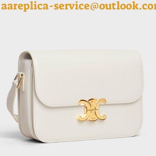 Replica Celine Triomphe Medium Bag In White Smooth Calfskin