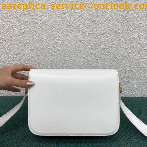 Replica Celine Triomphe Medium Bag In White Smooth Calfskin 7