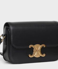 Replica Celine Triomphe Teen Bag In Black Leather