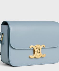 Replica Celine Triomphe Teen Bag In Pale Blue Leather