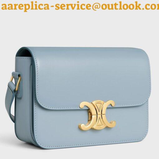 Replica Celine Triomphe Teen Bag In Pale Blue Leather