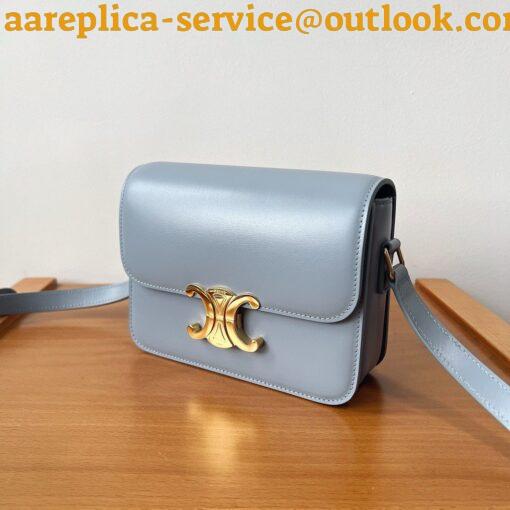 Replica Celine Triomphe Teen Bag In Pale Blue Leather 4