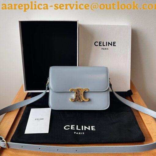 Replica Celine Triomphe Teen Bag In Pale Blue Leather 5