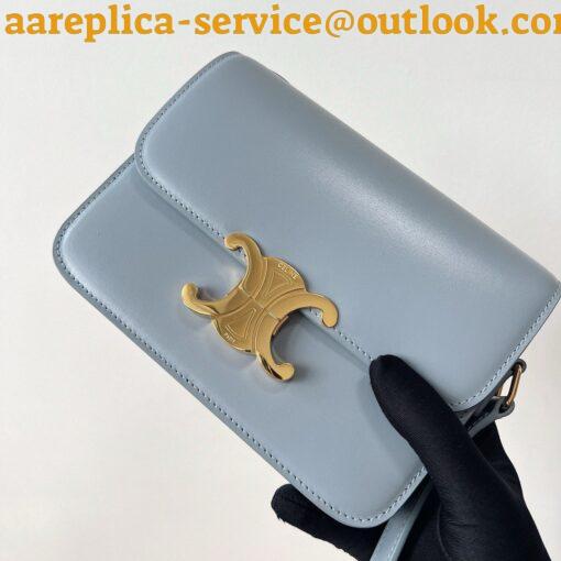 Replica Celine Triomphe Teen Bag In Pale Blue Leather 6