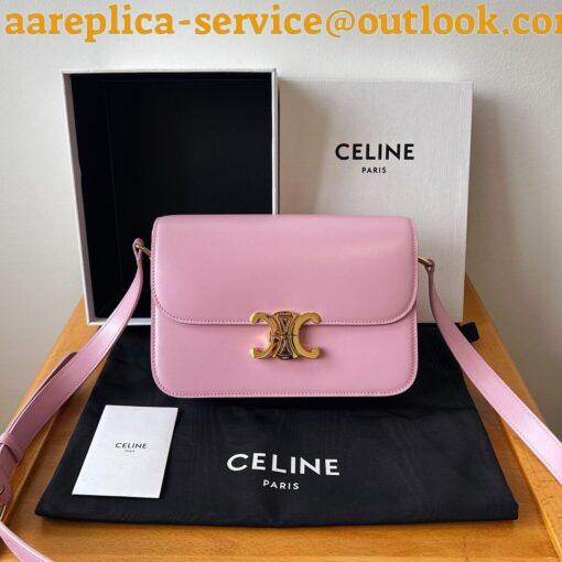 Replica Celine Triomphe Teen Bag In Pink Leather 9