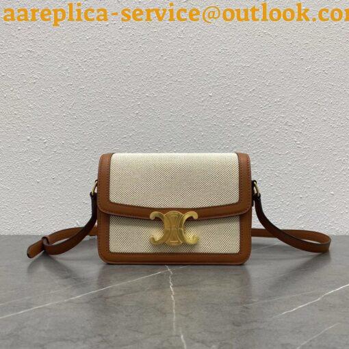 Replica Celine Triomphe Teen Bag In Textile and Calfskin 3