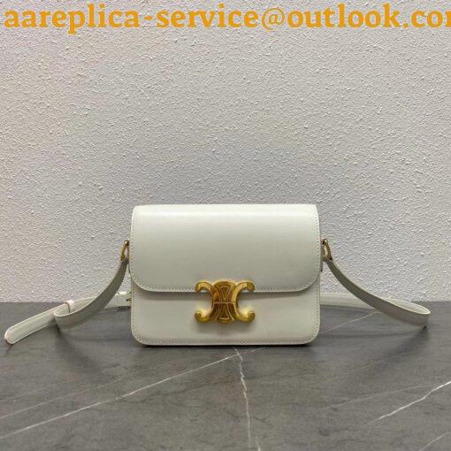 Replica Celine Triomphe Teen Bag In White Leather 6