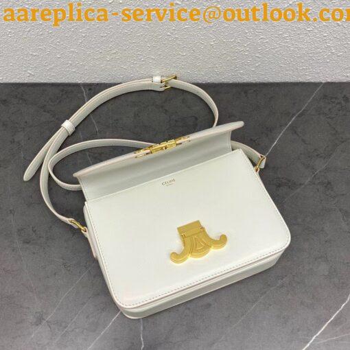 Replica Celine Triomphe Teen Bag In White Leather 12