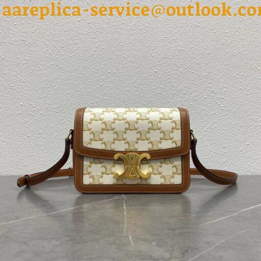 Replica Celine Triomphe Teen Bag In White Triomphe Canvas 17