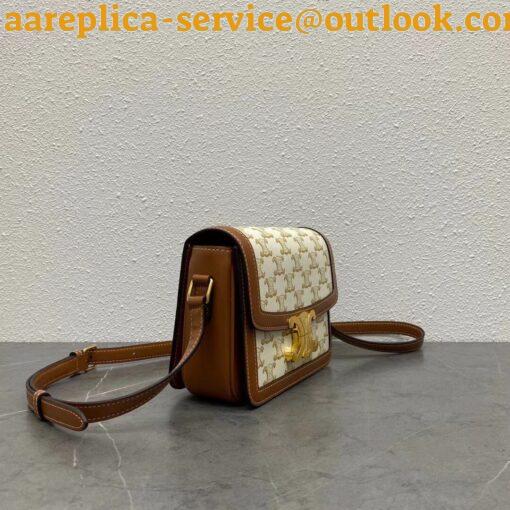 Replica Celine Triomphe Teen Bag In White Triomphe Canvas 24